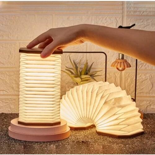 Led Table Lamp Foldable Accordion Light Usb Rechargeable Dimmer Switch Desk Lamps for Bedside Reading Home Indoor Decor Lighting
