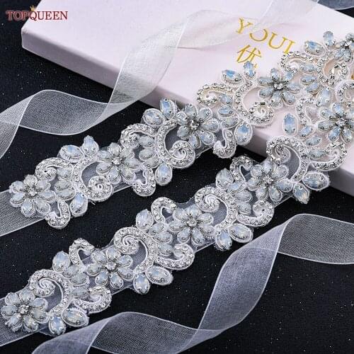 TOPQUEEN S500 Opal Belt for Wedding Belt Party Woman Bride Accessories Bridesmaid Dresses Belt Diamond Belt Jewel Belt Woman