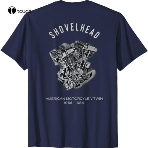 Vintage Motorcycle Vtwin Shovel-head Engine Drawing Biker T-Shirt Tee Shirt