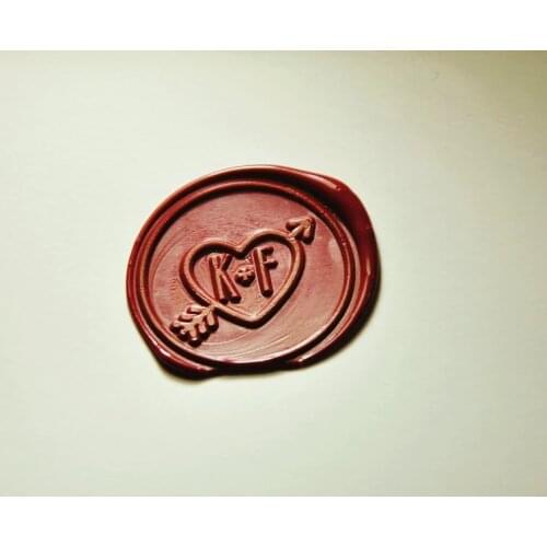 An arrow through a heart wax Seal stamp 2 initials monogram wax seal stamp custom design wedding invitation wax seals party wax