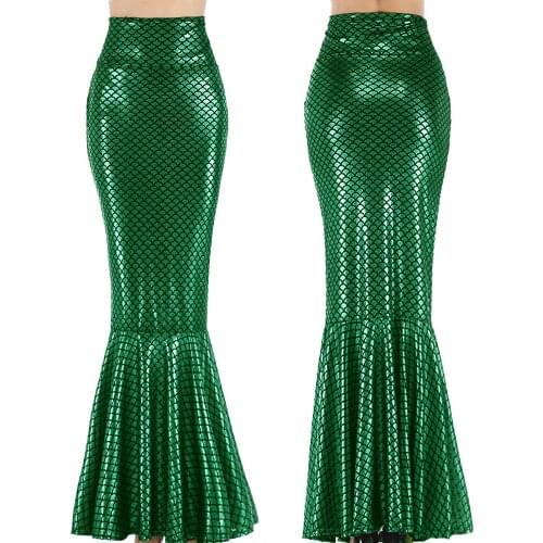 Skirts Womens Mermaid Sexy Bodycon Long Skirts for Women Cosplay Trumpet Fish Scale Printed Green Mini Woman Skirts Dropshipping