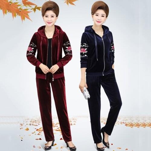 5XL Womens Spring Autumn New Two-piece Womens Gold Velvet Large Size Sports Suit Female Korean Version Of The Loose Sports Sui