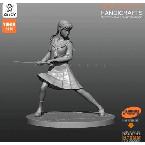 1/24 Resin Kits sword school uniforms girl resin Soldier self-assembled 75mm TD-202021
