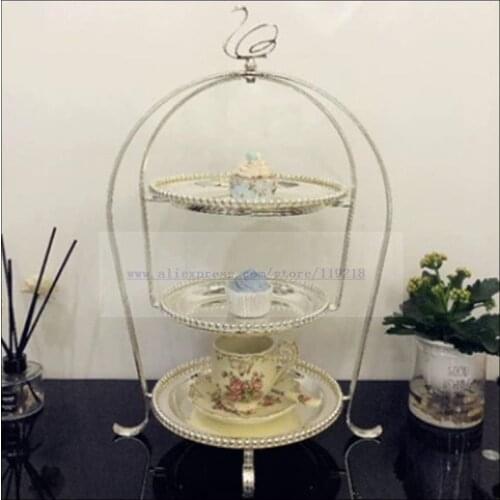 1 PCS Creative European three-layer afternoon tea snack rack multi-layer cake plate metal wedding dessert table