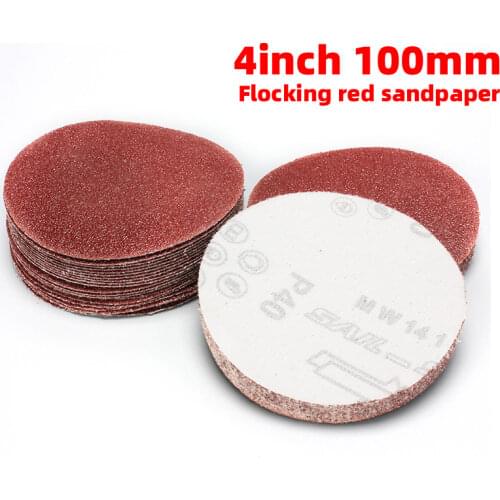 100PCS 4 Inch 100MM Flocking Sanding Sheets Sanding Disc Dry Grinding Sandpaper Abrasive Paper 60 to 1200 Grits Hook Loop