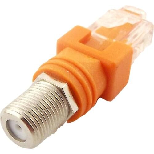 1x F Type RF Female Jack to RJ45 Male Plug Coaxial Barrel Coupler Adapter Connector Monitor Nickel Plated Straight