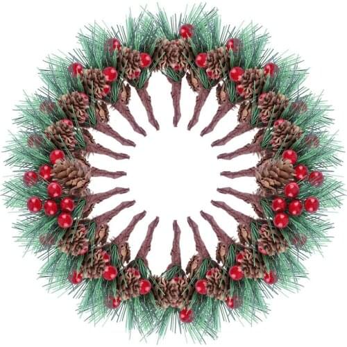 20pcs/lot Artificial Pine Picks Christmas Wreath Picks Small Pine Picks Red Berries Pinecones Branches for Xmas Flower Wreaths