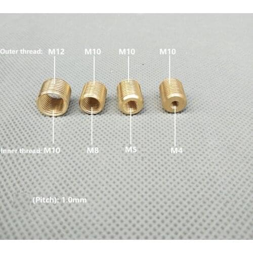 4pieces/lot M4/M6/M8 to M10, M10 to M12 copper threaded hollow tube adapter inner&outer threaded coupler conveyer adapter