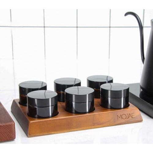 6x Multifunction Coffee Bean Canister Kitchen Storage Jar Preserving Cans Candy Tea Nut Sealed Bottle w/ Walnut Tray