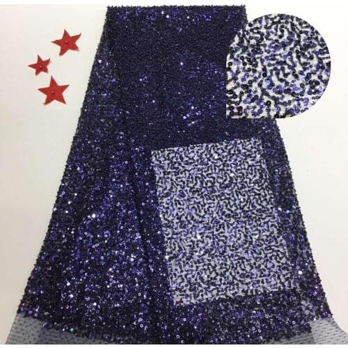 African Lace Fabric 2021 High Quality Sequin Lace French Nigerian Tulle Lace Fabric Womens Dress T35701