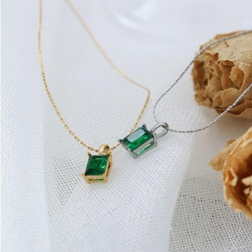 Amaiyllis 18k Gold Light Luxury Green Zircon Clavicle Necklace Pendant Personality Choker Chain Necklaces Jewelry