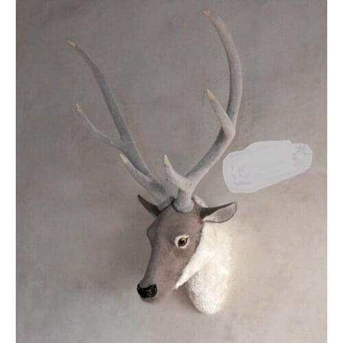 Large 32x25x70cm sika deers head model,polyethylene& furs handicraft Figurines wall pandent home decoration toy gift a2044