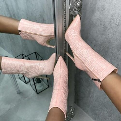 11CM Platform Boot Women Winter Snow Boots Woman Ankle Boots Womens Leather Shoe Bottine High Heel Shoes