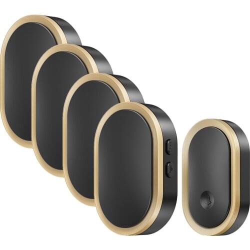 CACAZI Smart Wireless Doorbell Waterproof 1 Button 4 Receiver 300M Range Home Security Door Call Bell 36 Chimes Ring