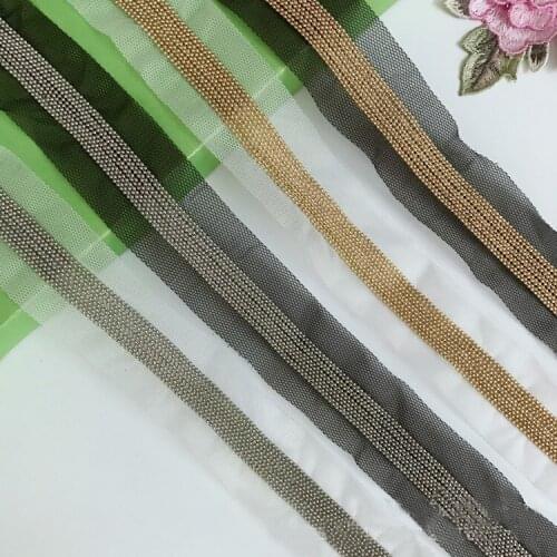 1Yard 10Rows Gold Silver Metal Chain Fringed Beading Lace Handmade Beaded Tassel Trim DIY Clothes Bags Hats Jeans Decoration