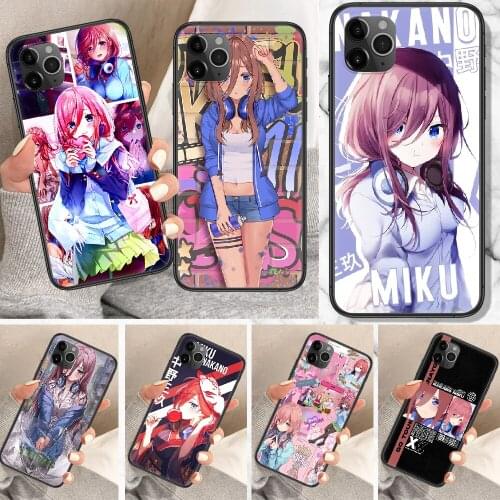Nakano miku Anime Phone Case For iphone 5 5S SE 2 6 6S 7 8 11 12 Mini Plus X XS XR Pro Max black 3D coque silicone cell cover