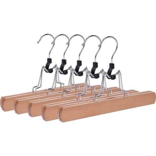 5Pcs/10Pcs Solid Wood Pants Hangers Non-slip Skirt Trouser Hangers Clips Slack Clamp Hanger