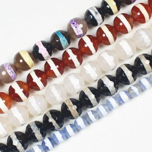Faceted/Smooth/Frost Many Color 1Line Dzi Agate Round Beads , For DIY Necklace Bracelat Jewelry Making