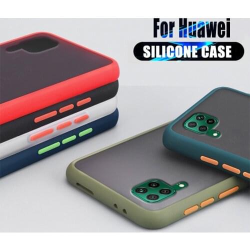 Matte Translucent Cover For Huawei P50 P40 Pro Plus P20 P30 Lite Mate 20 30 40 Pro Y5 Y6 Y7 Y9 Prime 2019 Y5P Y6P Y7P 2020 Cases