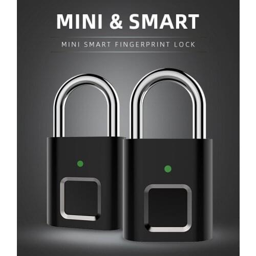 DHL 60pcs Mini Unlock Rechargeable Smart Lock Keyless Fingerprint Lock Anti-Theft Security Padlock Door Luggage Lock small box
