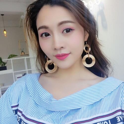 Fashion Hyperbole Multi-Layer Metal Circle Ring Earings Personality Stud Earrings Stainless Steel Jewelry For Female Women 2021