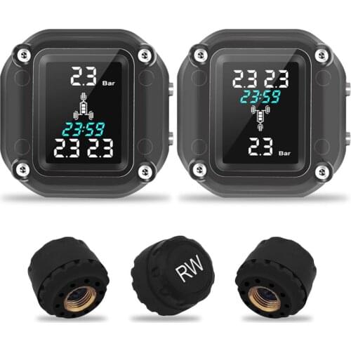 Motorcycle Tire Temperature Monitor Wireless High-precision TPMS Detector Tire Pressure Monitoring System with LCD Screen