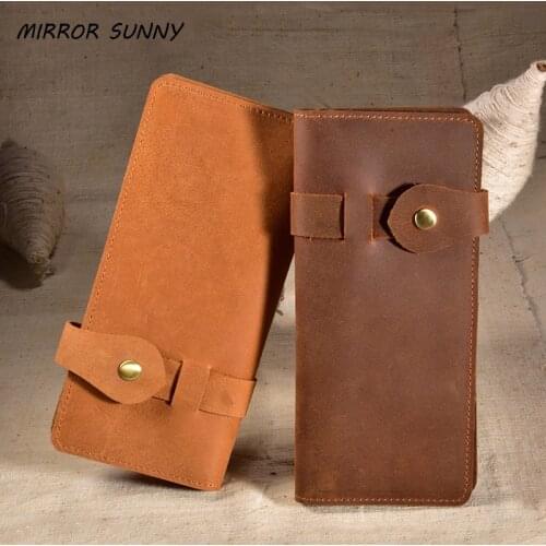 MS-0178 Crazy horse leather men long wallet vintage man multi-card genuine leather purse business handbag male leather bag