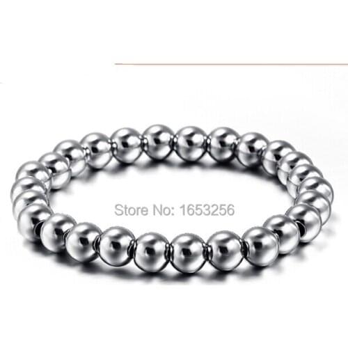 Lot of 5pcs in bulk High Quality Stainless Steel Shiny ball bead chain bracelet bangle 6mm 8.26'' Unisexs