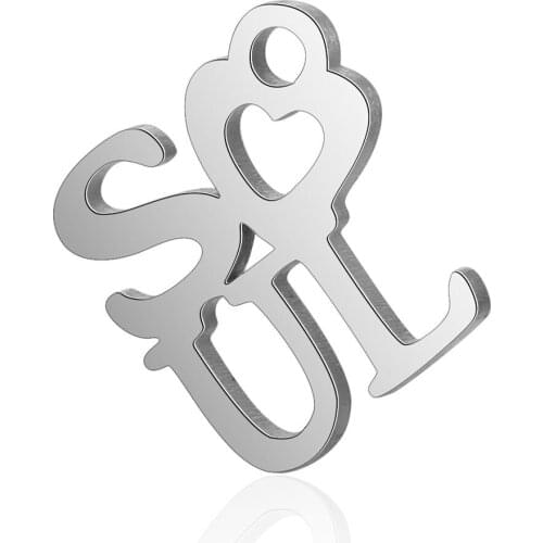 Stainless Steel 12.5*12.5mm Soul Letter Mini Metal Charms Pendant for DIY Jewelry Bracelets Making Accessories 50pcs