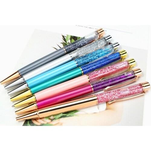 2021New Flash Crystal Ballpoint Pen Metal Pendant Bullet 1.0mm Stationery Office & School Pen Ballpen Ink Black