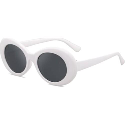 Retro Fashion Women Novelty Oval Mod Thick Frame and Oval Black Lens Sunglasses Clout Goggles Sun Protection Unisex
