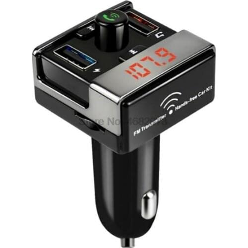 By DHL/Fedex 50pcs Car Bluetooth handsfree FM transmitter MP3 player phone dual USB charging support 12V 24V cheapest