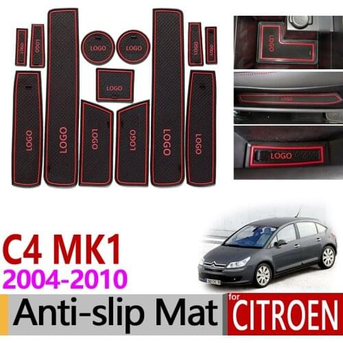Anti-Slip Gate Slot Mat Rubber Mats for Citroen C4 MK1 2004 2005 2006 2007 2008 2009 2010 Pallas Coupe Hatch Sedan Accessories