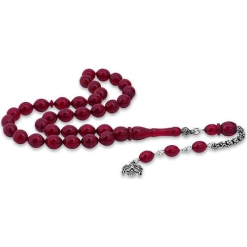 Silverlina Silver Double-Headed Eagle Tassels Spin Fire Amber Prayer Beads