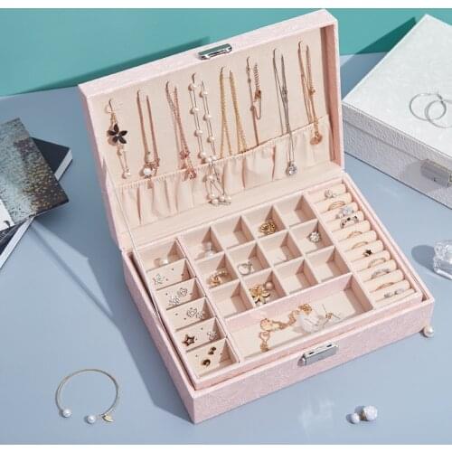 VoltaBox 2021 New Double Layer Large Capacity Jewelry Storage Box Earrings Necklace Ring Jewelry Box