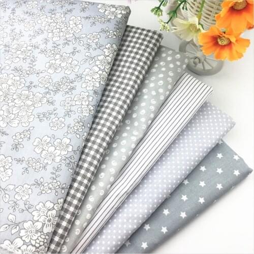 Gray Floral Printed 100% Cotton Fat Quarter Fabric for Home Textile Bedding Quilting Tissue Tecido to Patchwork Diy Sewing