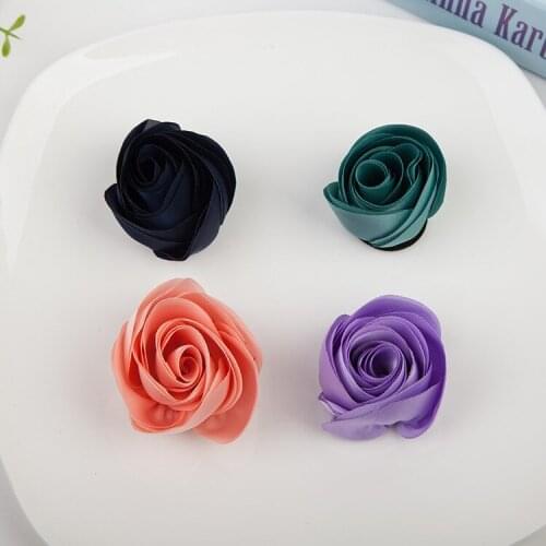 Fabric Rolled Rose Satin Flowers Artificial Flower Wedding Supplies Handmade DIY Hair Accessoires Ribbon Roses
