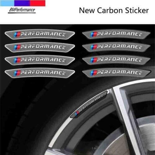 Carbon Power Performance M Car Wheel Sticker For BMW E34 E36 E60 E90 E46 E39 E70 F10 F20 F30 X5 X6 X1 M3 M5 M6 E71 F01 F02 F87