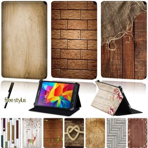 Universal Tablet Case for Samsung Galaxy Tab 4/Tab 3/Tab 2/Tab 10.1/Tab 10.1 LTE PU Leather Wood Pattern Series Cover Case