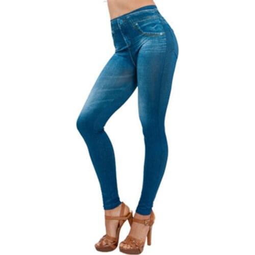 2018 New Imitation Cowboy Print Women Leggings High Waist Elastic Fitness Leggings Female Push Up Workout Sexy Slimming Leggins