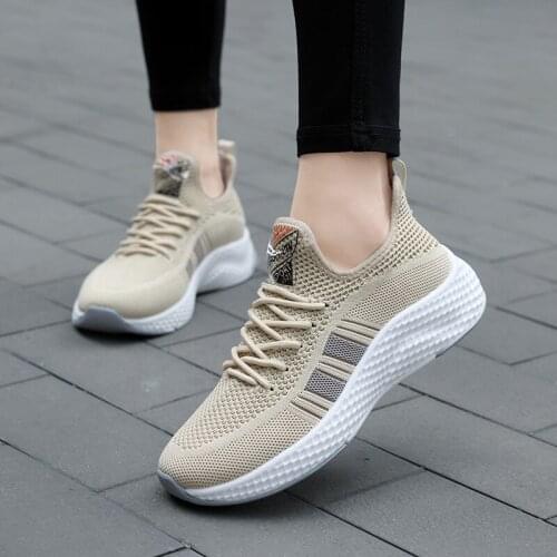 2021 Mesh Women Sneakers Breathable Women Flat Shoes Lightweight Casual Shoes Ladies Lace-up Deportivas Mujer Chaussures Femme