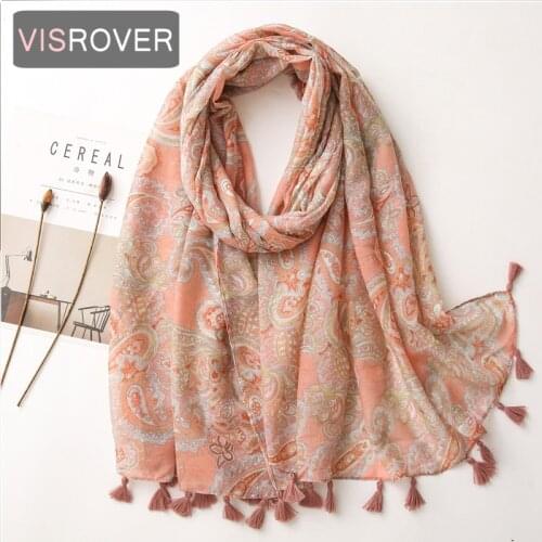 VISROVER 2020 New Nude Paisley Printing Viscose Autumn Scarf for Women Fashion Winter Scarf Wraps Shawls Hijab gift wholesales