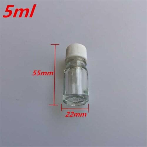 10 pcs 22x55 mm Transparent Glass Essential Oil Bottles DIY 5 ml Empty White Plastic Screw Cap&Stopper Little Perfume Jars