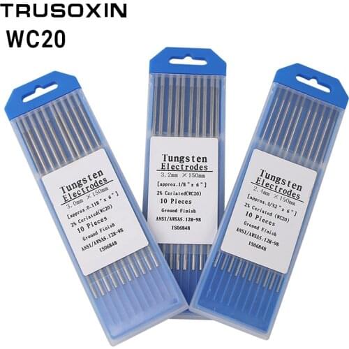 10pcs Gray Color Code 1.6/2.0/2.4/3.0/3.2/4.0*150mm Cerium Tungsten Electrode Head Tungsten Needle/Wire for TIG Welding Machine