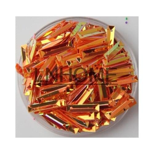 2000pcs 3*14mm Rectangle Cup Sequins Golden Platting Shoes Hat Decoration Materials/Wedding Beauty Accessories Orange Red