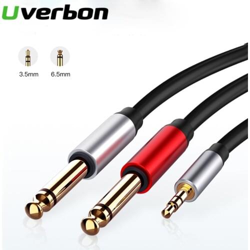 3.5mm to Dual 6.5mm Adapter Jack Audio Cable 3.5 Jack Splitter Audio Cord For Mixer Amplifier Speaker 3.5 to 6.5 AUX Adapter