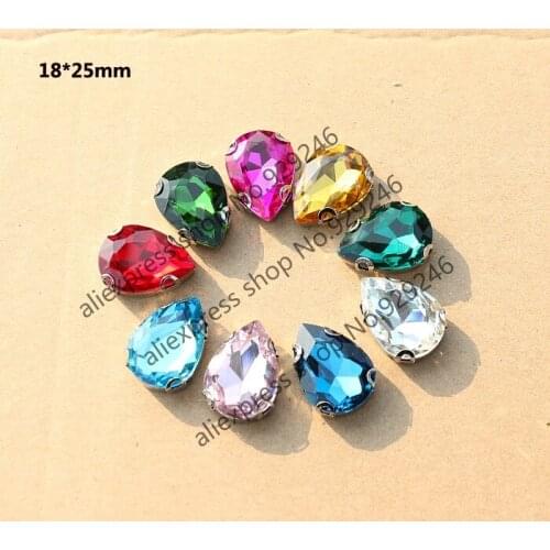 3pcs/lot 18*25mm big tear-drop glass crystal claw rhinestone D-shape ear claw for garment dress sewater coat sewing accessory