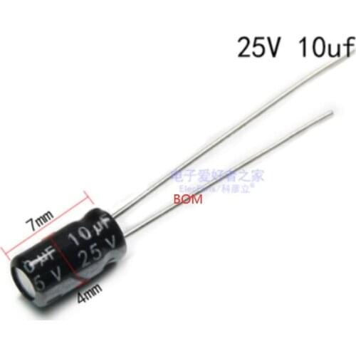 50pcs/lot 10UF 25V 10mf 105C 4X7mm Aluminum Electrolytic Capacitor 25V10UF radial lead 50pcs