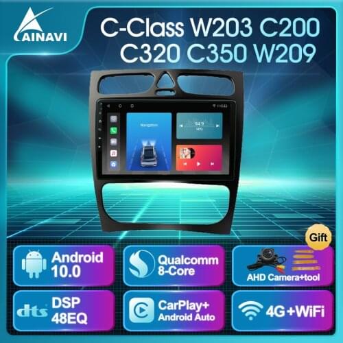 Car Radio Android 10 QLED For Mercedes Benz C-Class W203 C200 C320 C350 CLK W209 2002-2005 Navigation Multimedia Player Carplay