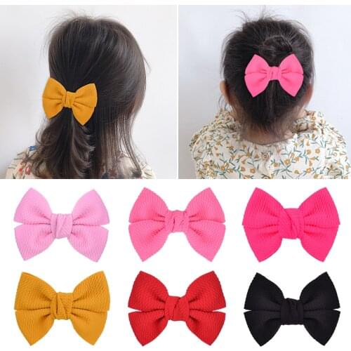 4 Inches Solid Hair Bows With Clip For Cute Baby Girls Saft Handmade Hair Clips Boutique Barrettes Headwear Hair Accessories